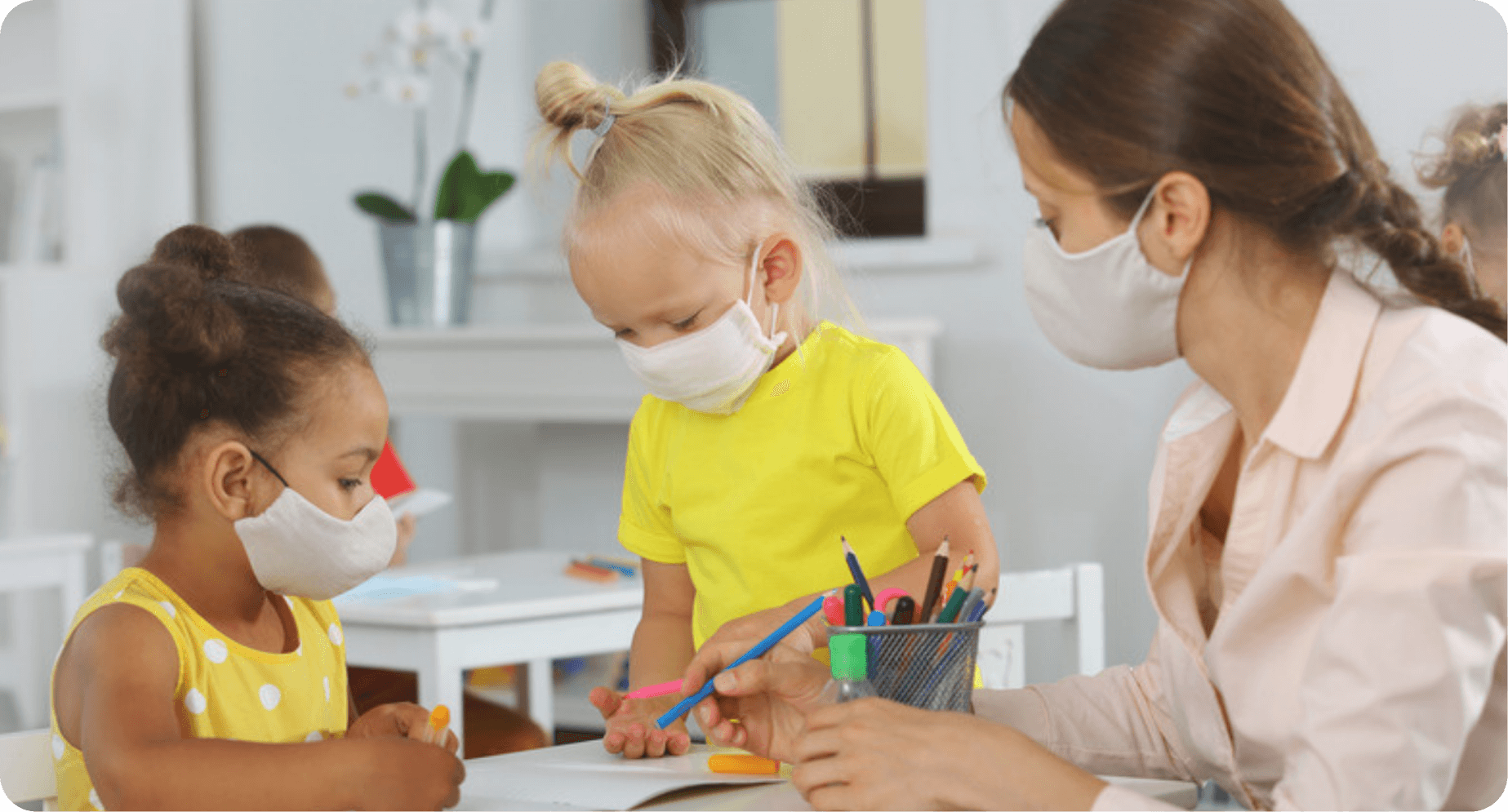 kids with masks playing