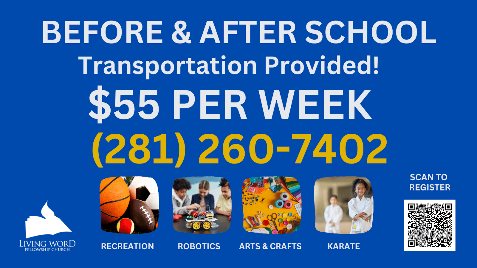 before & after school transport, $55 per week. call 281-260-7402